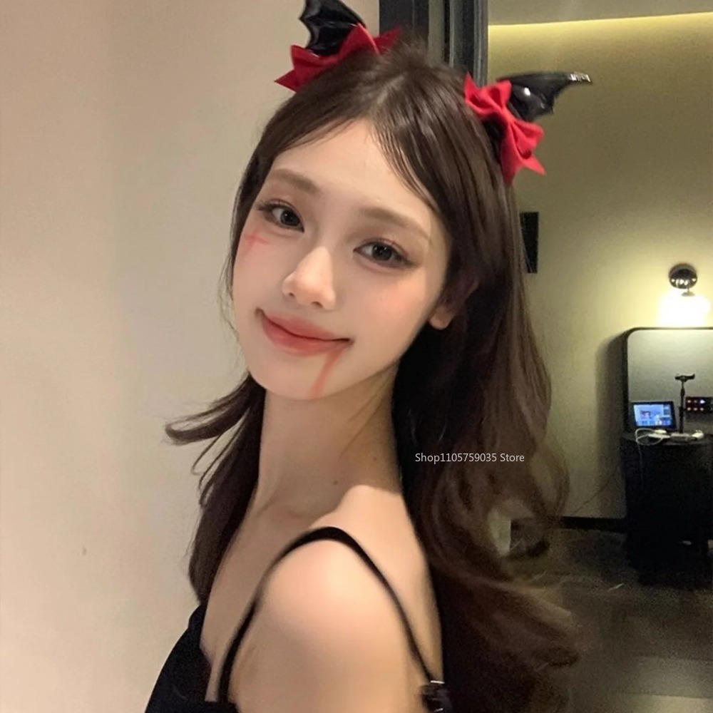 할로윈 악마 뿔 활 모양 헤어 클립 여성용 헤어웨어 블 - Cosplay Bat Prop 리뷰 및 가격